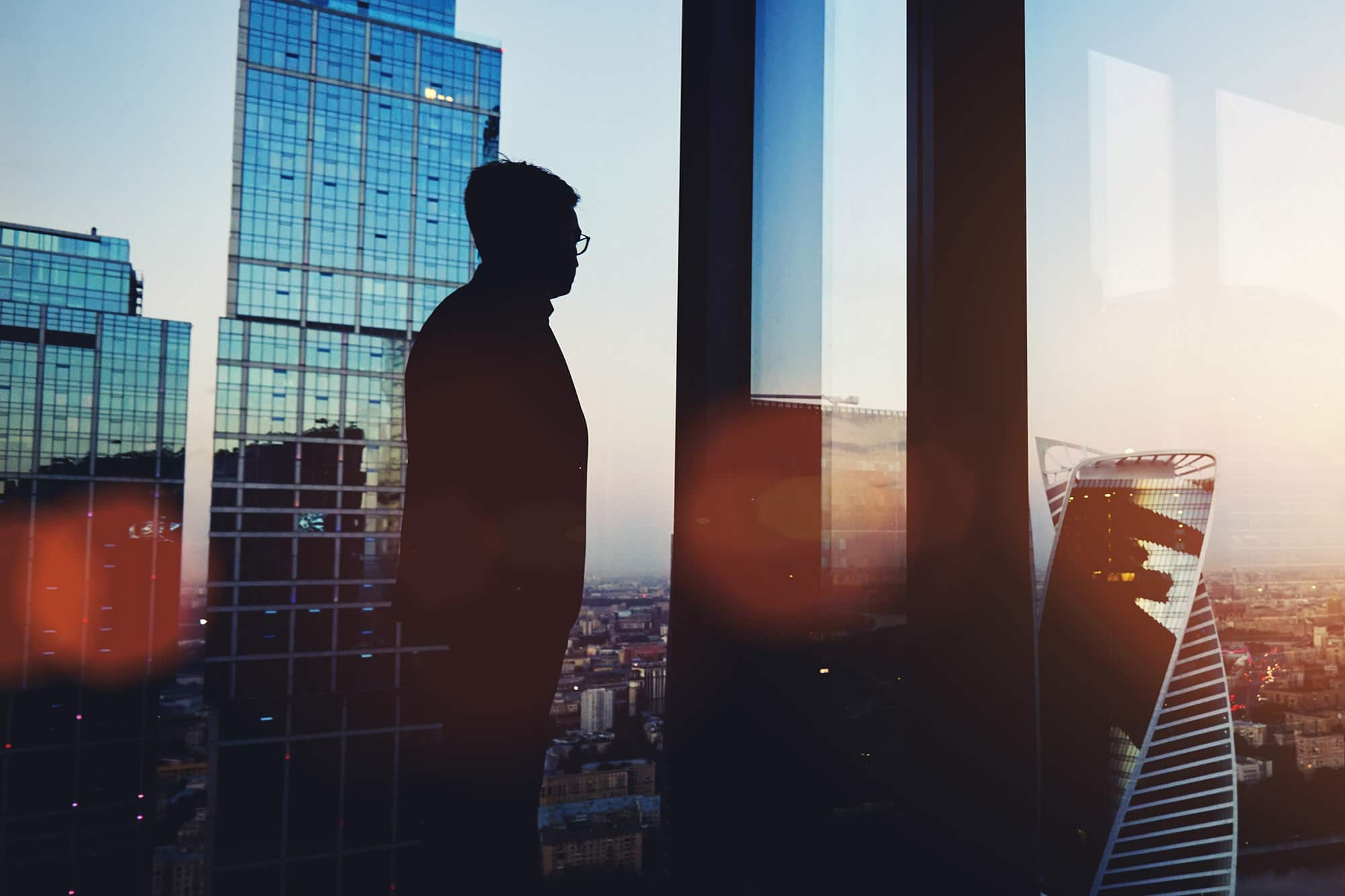 Silhouette,Of,Young,Intelligent,Man,Managing,Director,Resting,After,Late